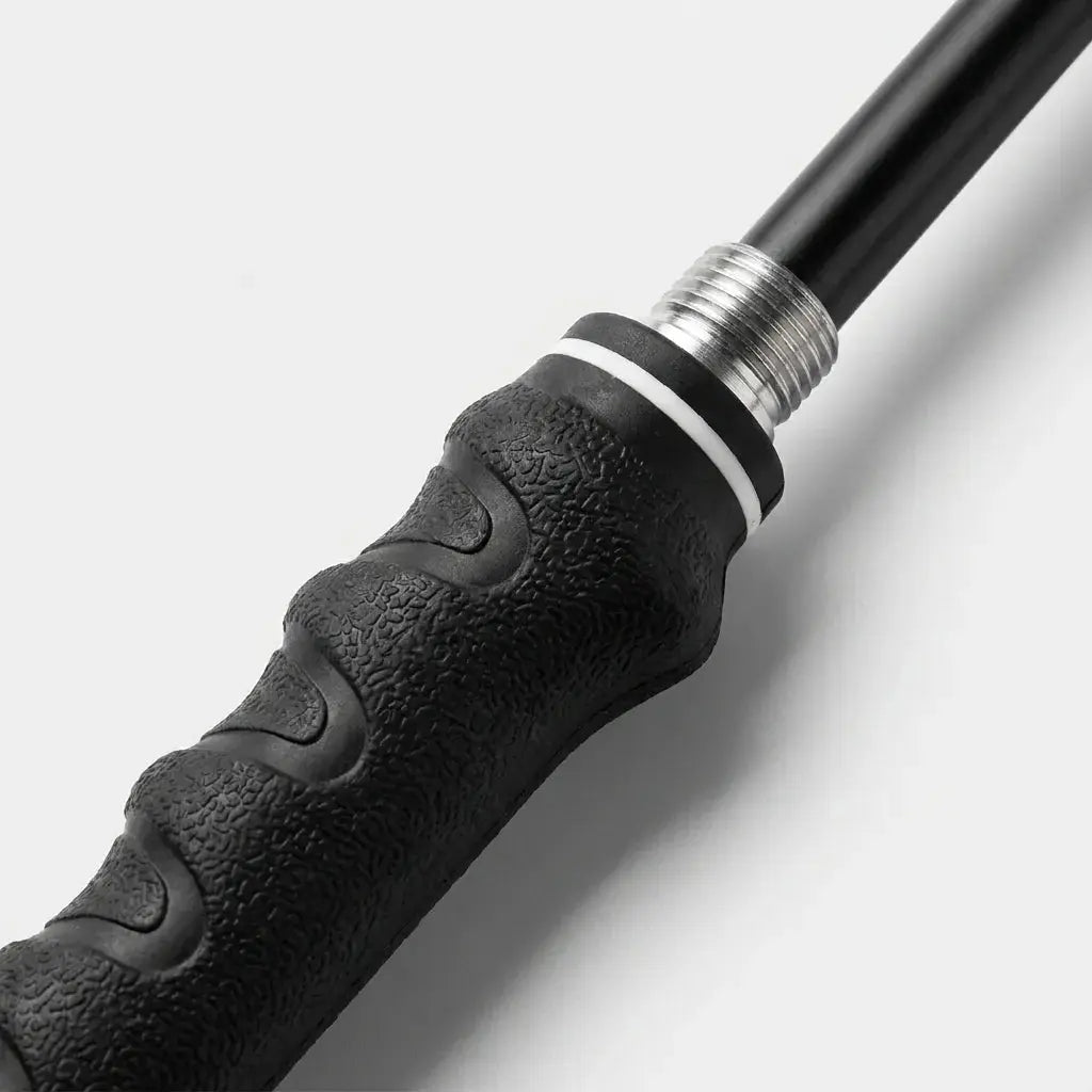 ChaseFlick™ flirt pole black rubber grip handle close up