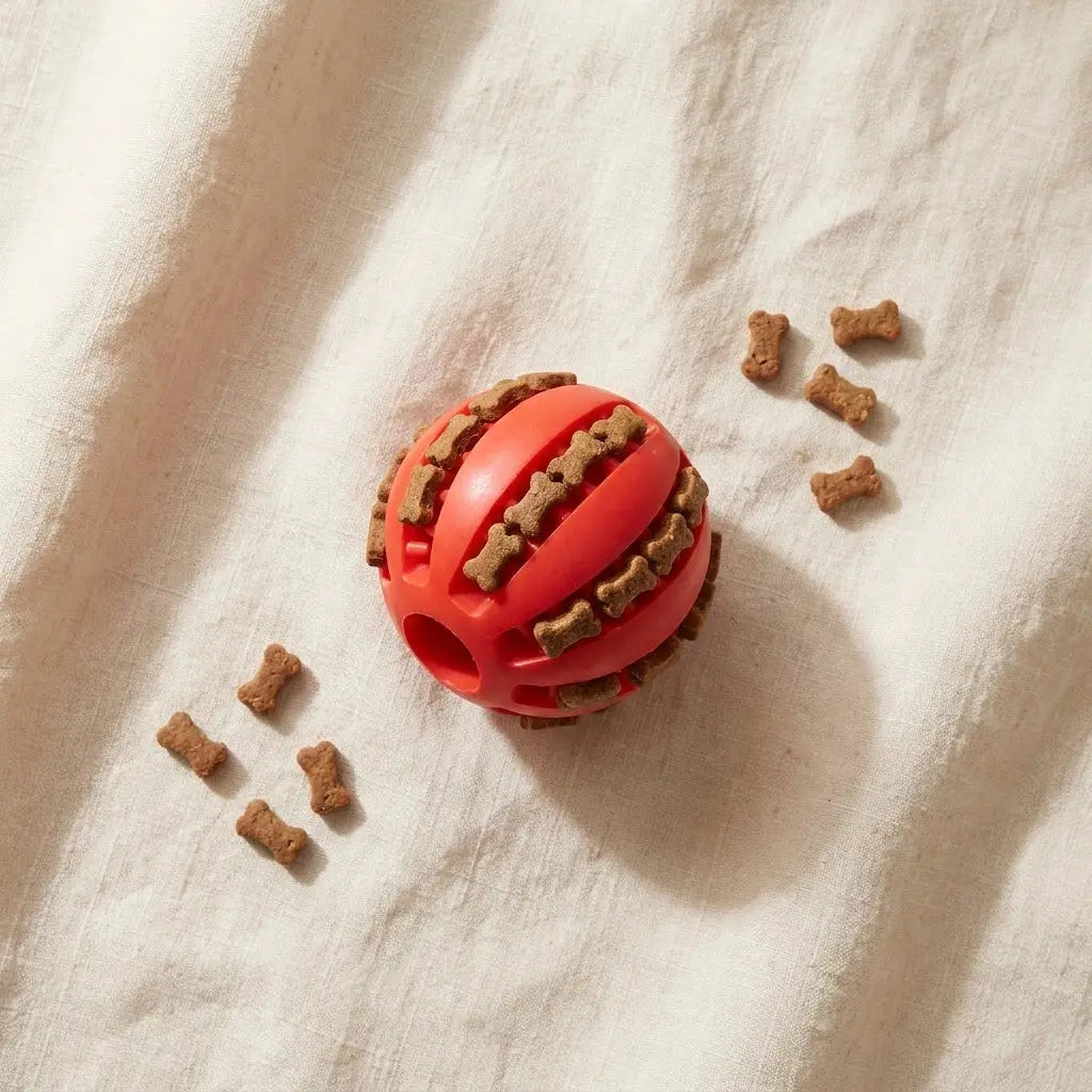 ChewMelo™ red dog chew toy with training treats