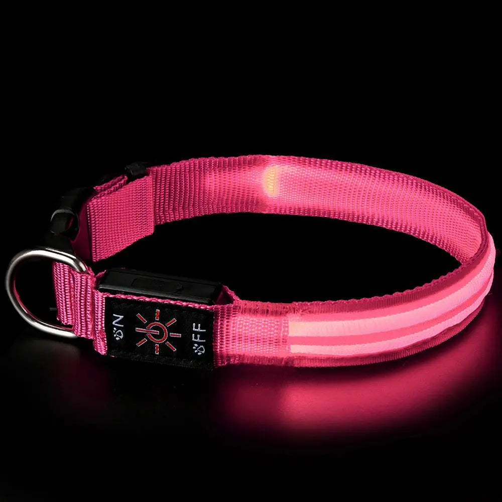 GlowCollar™ LED dog collar in pink on a white background
