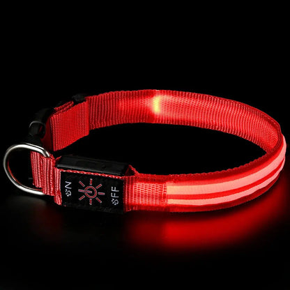 GlowCollar™ LED dog collar in red on a white background