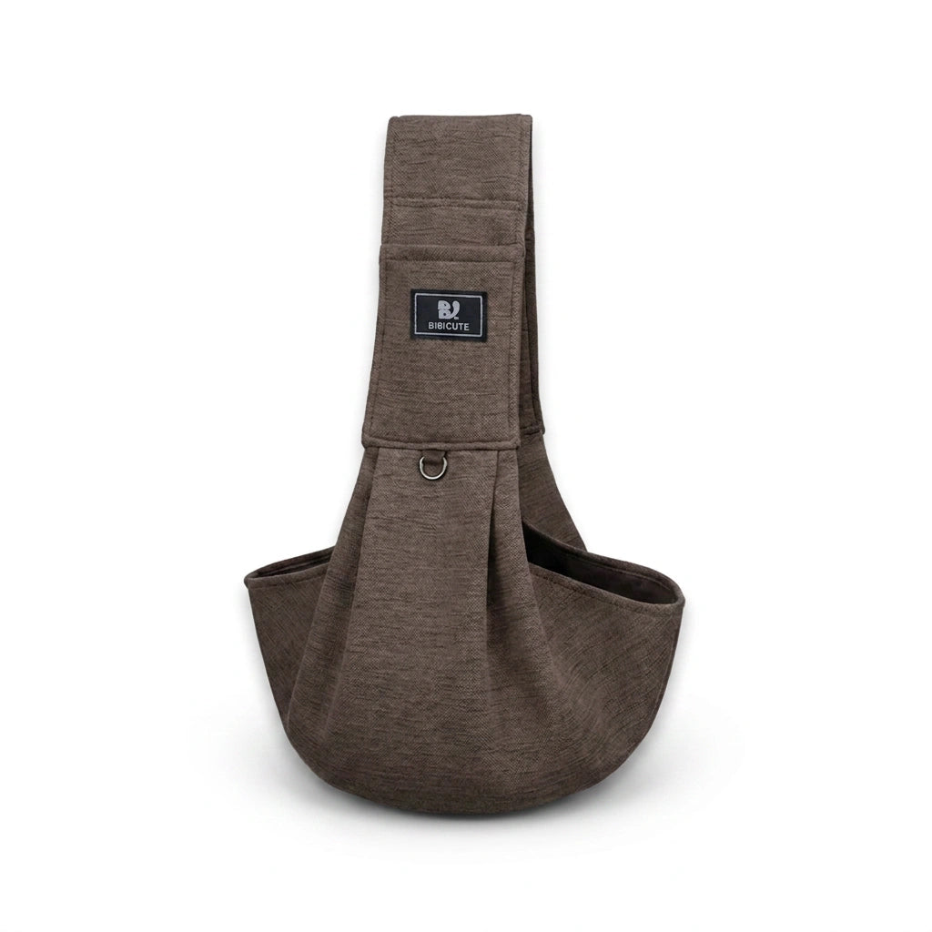 CarryPaws dog sling carrier in Coffee, 1 pack, product photo on a white background
