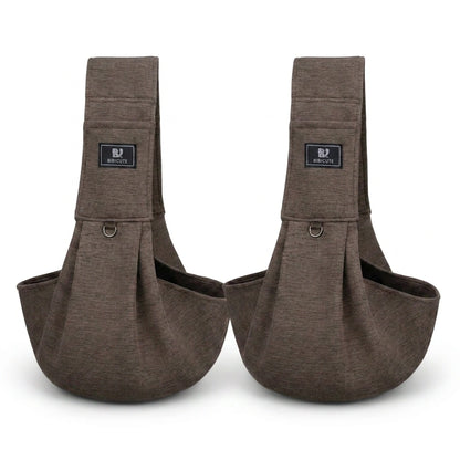 CarryPaws dog sling carrier in Coffee, 2 pack, product photo on a white background