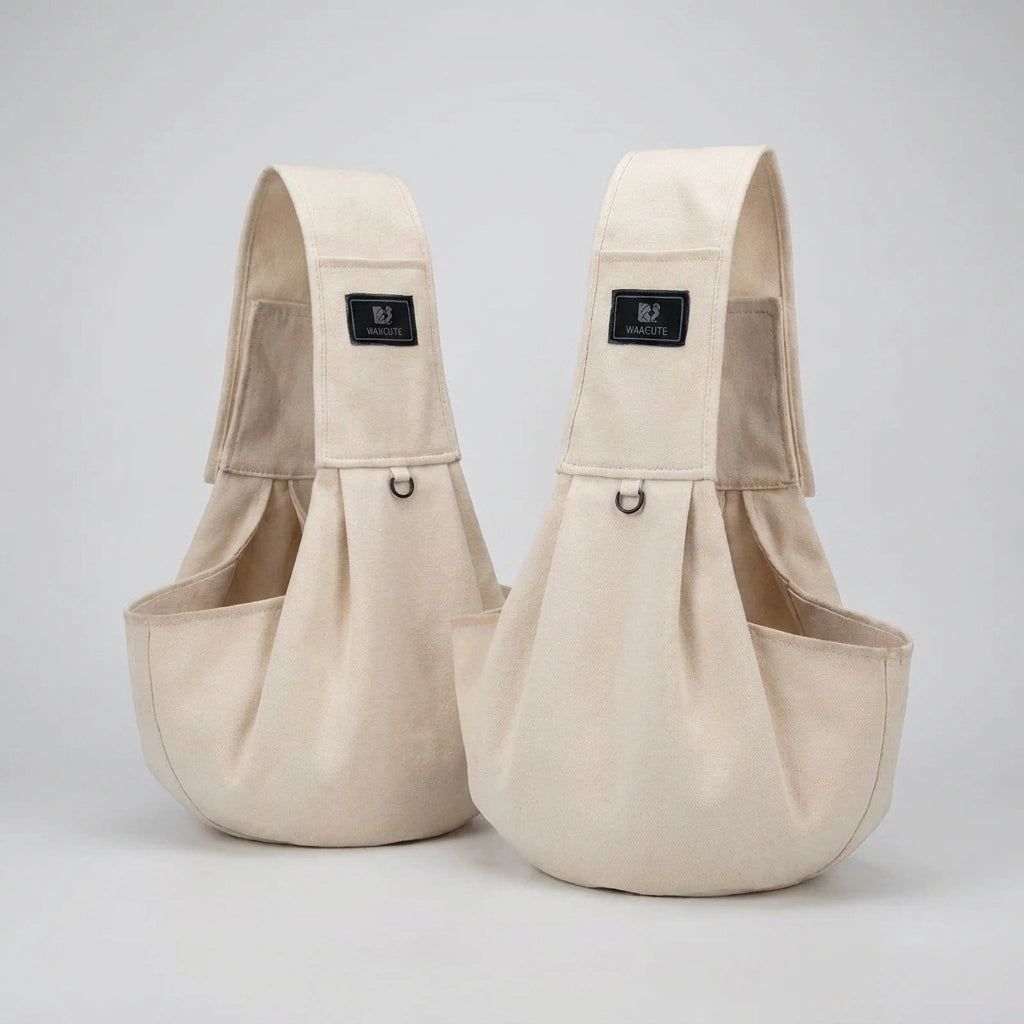 CarryPaws dog sling carrier in Beige, 2 pack, product photo on a white background