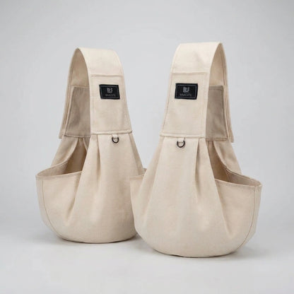 CarryPaws dog sling carrier in Beige, 2 pack, product photo on a white background